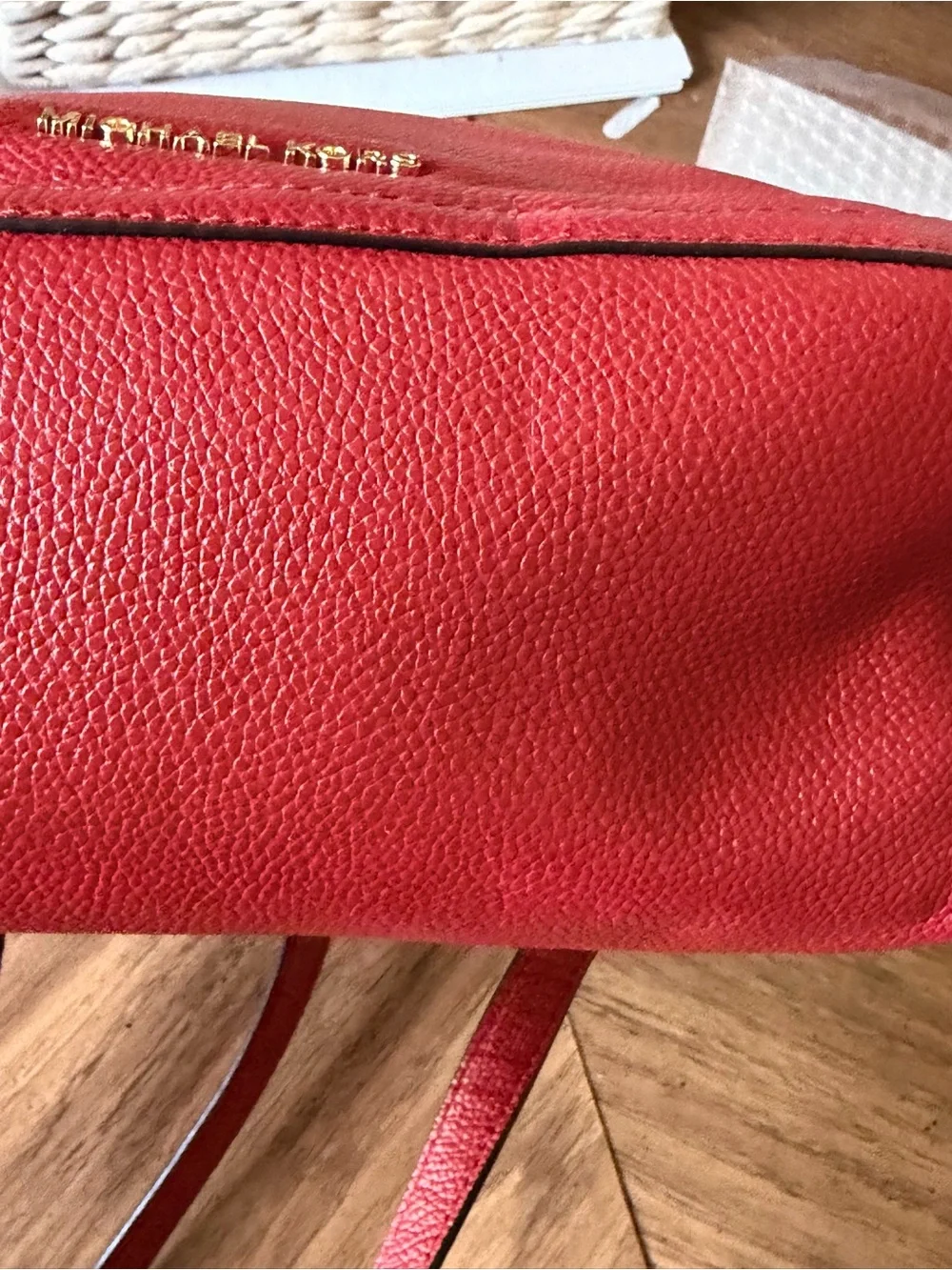 Michael Kors Jessa Red Pebbled Leather Backpack with Gold Hardware like new